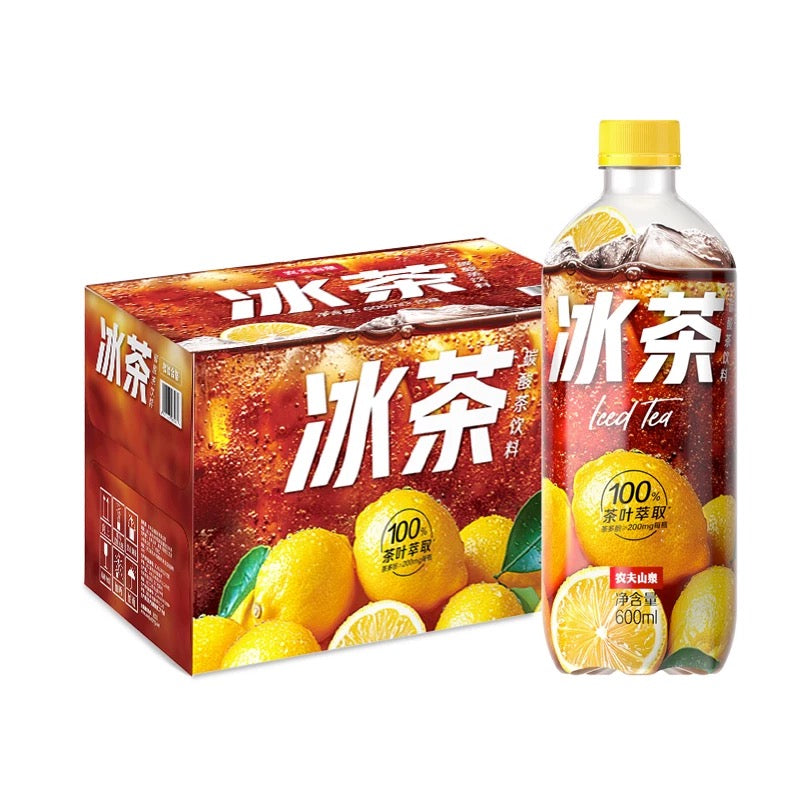 【农夫山泉】冰茶 碳酸茶饮料 600ml*15