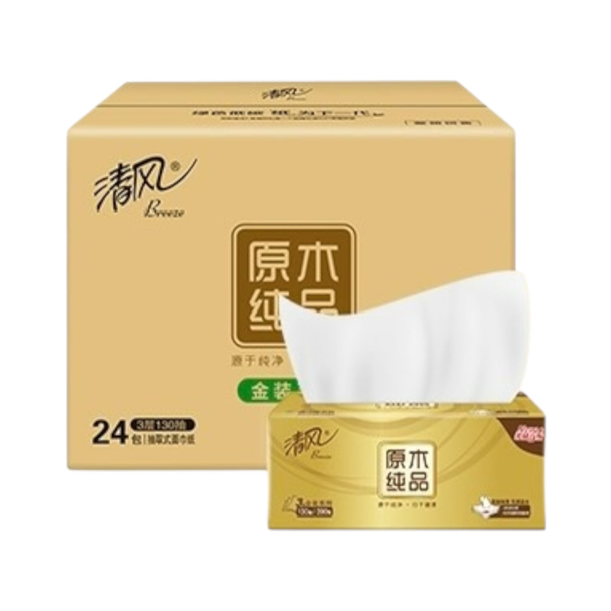 【Qingfeng】Original wood pure gold soft tissue 24 packs