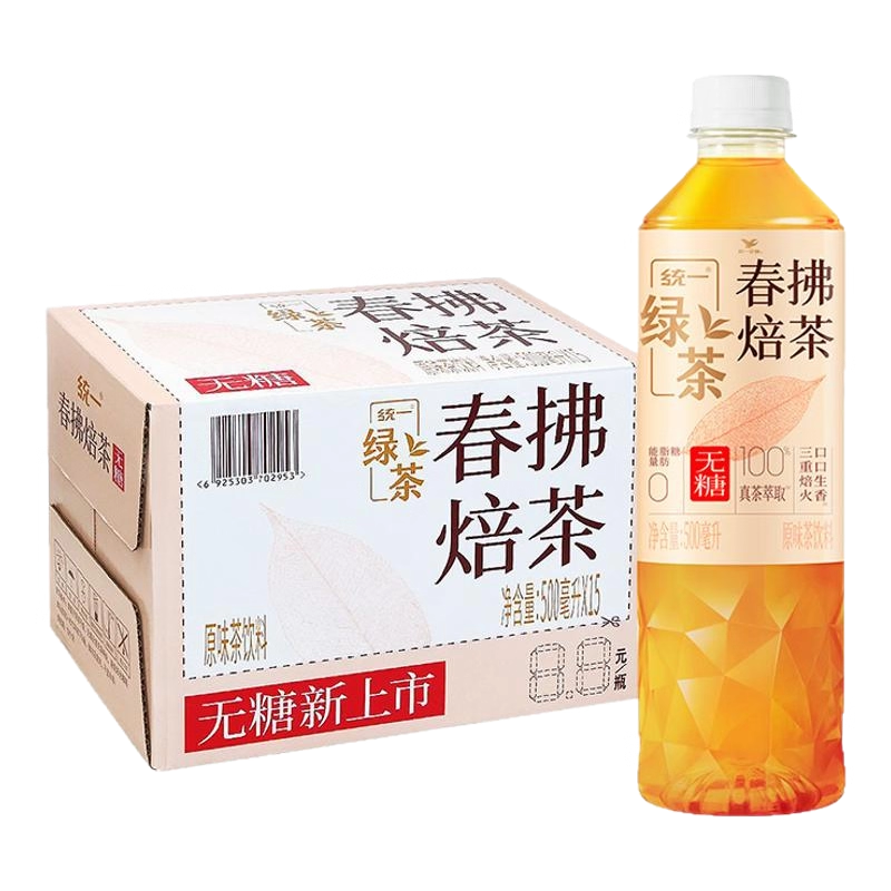【统一】无糖春拂焙茶  绿茶 500ml*15